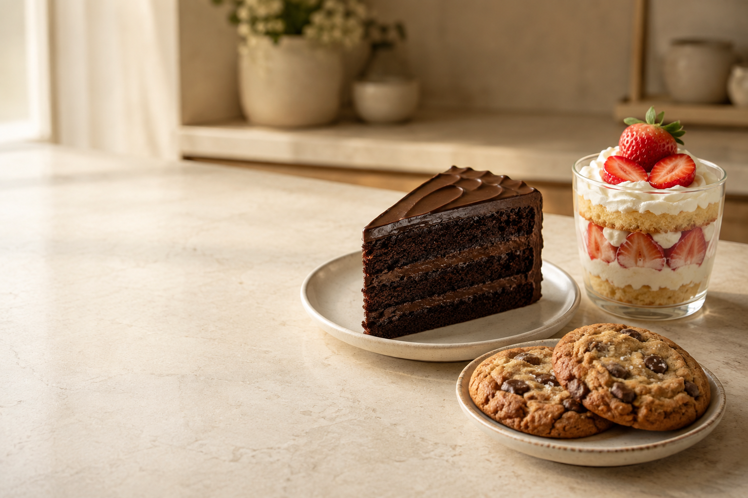 Assorted desserts from the fictional Whisk and Wonder website concept